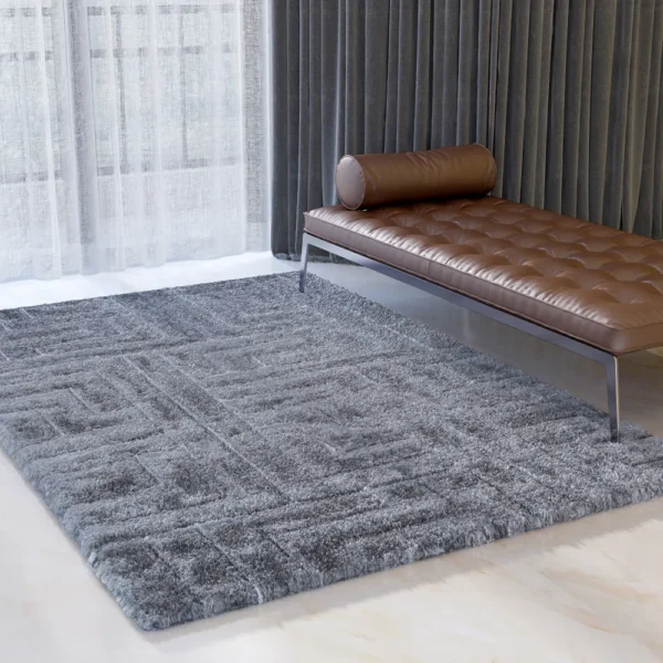 thảm trang trí FL1008 lông xù màu xám