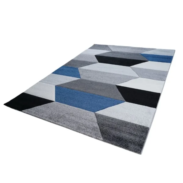 thảm trang trí PR1002 màu xanh đen họa tiết hình học