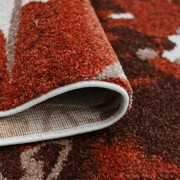 Thảm trang trí RE1003 họa tiết hoa màu đỏ