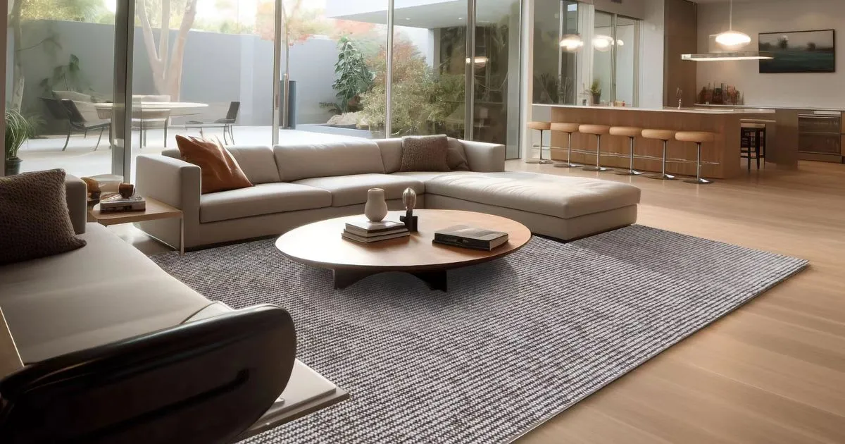 Thảm len pha sang trọng trong phòng khách hiện đại